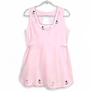 Apron. Embroidered, pink, one size fits most.